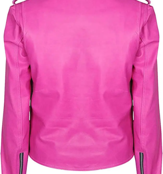 Pink woman leather jacket